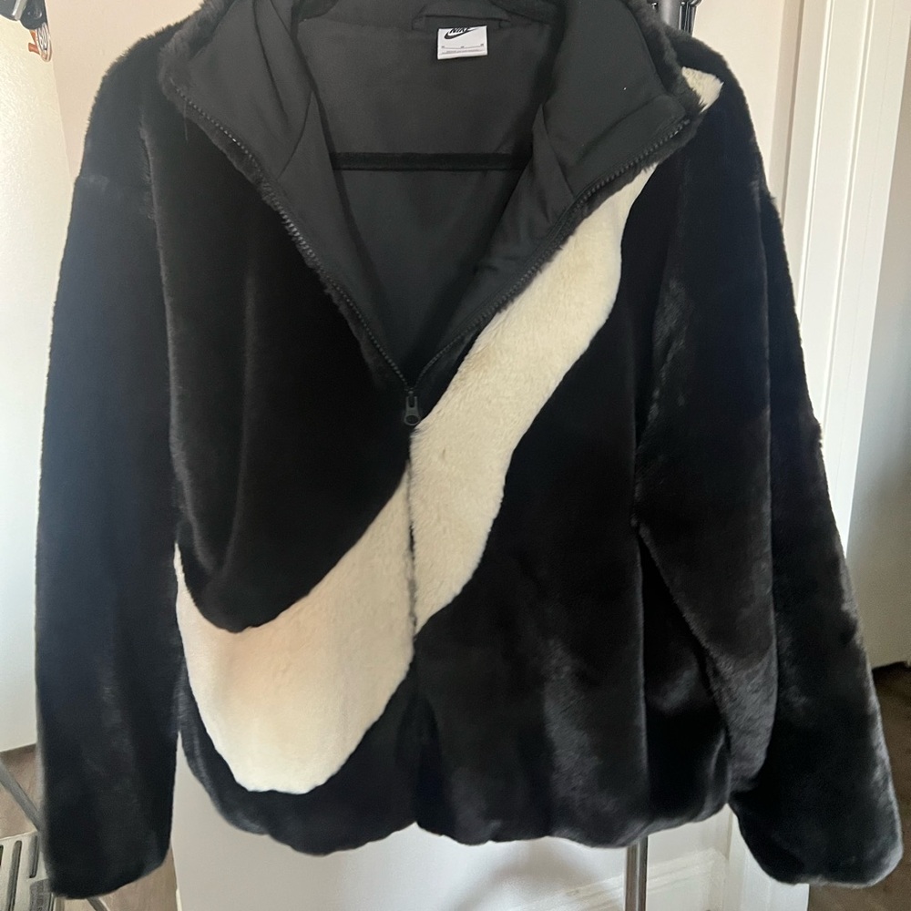 Nike Black and Cream Teddy Jacket